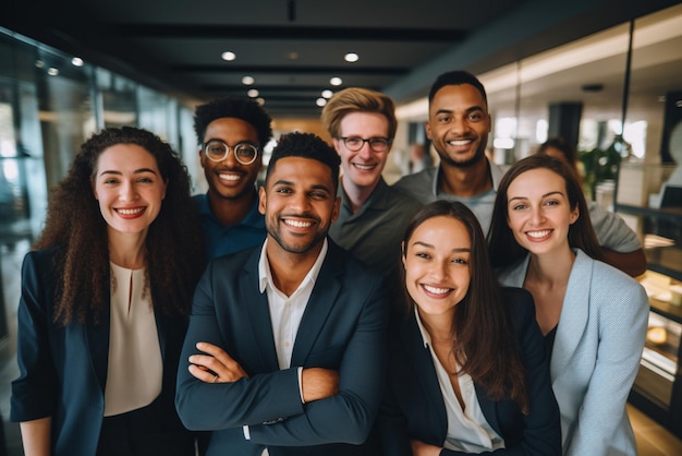 Group of successful multi ethnic business professionals smiling confidently