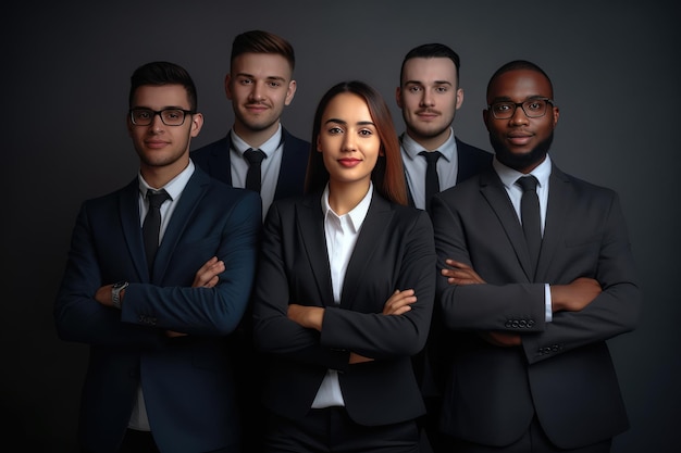 Group of successful smiling multiethnic business team