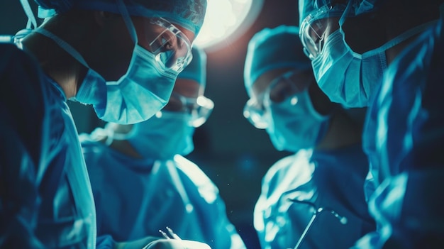 A group of surgeons are performing a surgery