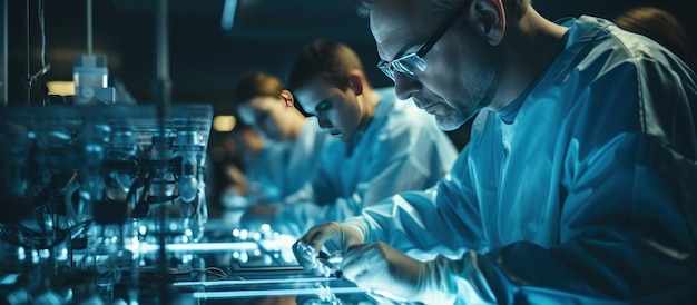 group of surgeons at work in operating theater