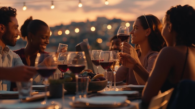 Group at table with wine glasses