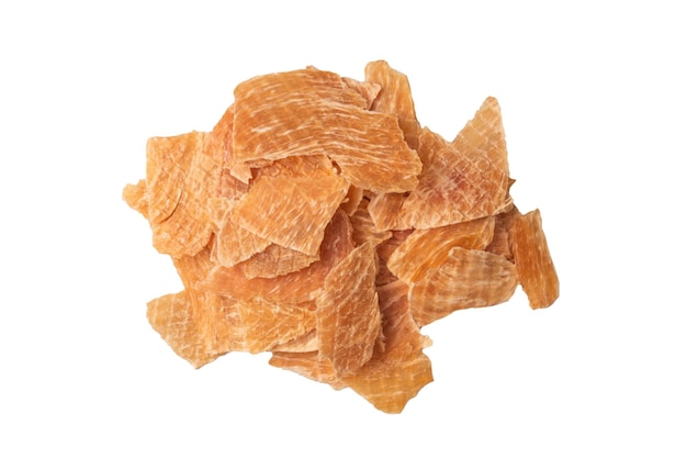 A group of tasty beer snacks. Dehydrated chicken meat slices.