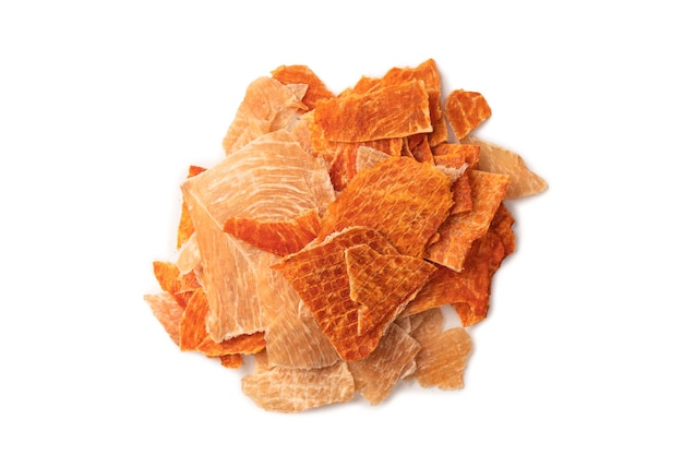 Group of tasty beer snacks Dehydrated chicken meat slices