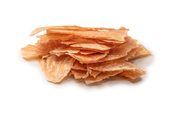 Group of tasty beer snacks Dehydrated chicken meat slices