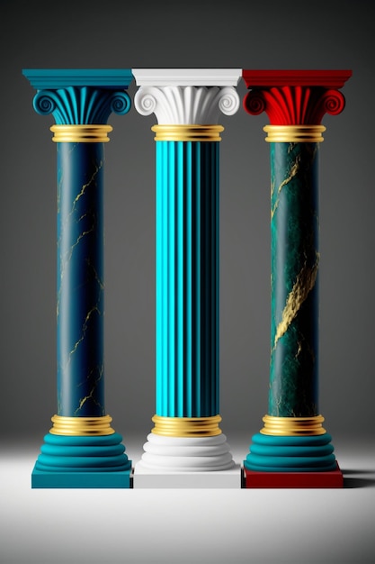 Group of three colorful columns sitting next to each other generative ai