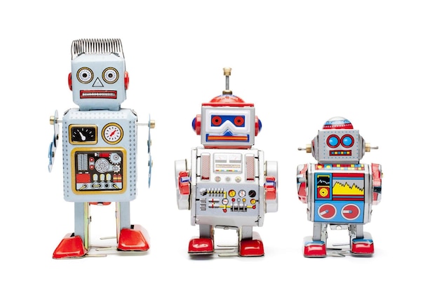 A group of three robots are shown with one saying " the word robot ".