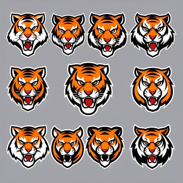 a group of tiger faces with the words tiger on them