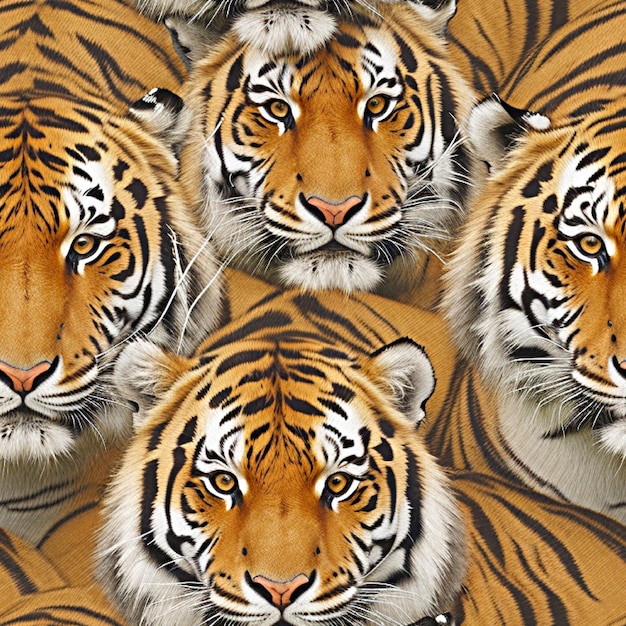 Photo group of tigers with a tiger face on the back