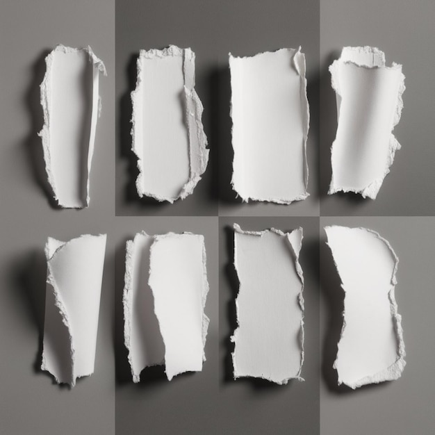 a group of torn up pieces of paper are shown