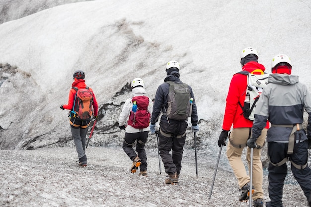 Group tour ,Glacier walking climbing the glacier. 