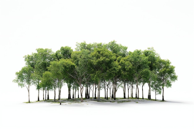 Group of trees isolated on white background