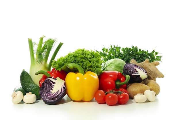 Group of vegetables isolated on white background