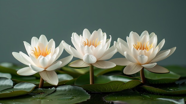 a group of water lilies with water droplets