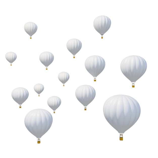 Group white air ballon isolated on white background 3d illustration