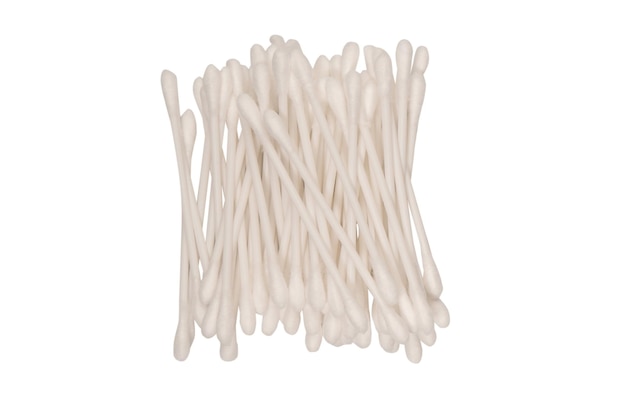 Group of white cotton buds isolated on white background