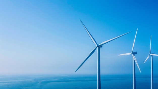 Group of Wind Turbines in the Ocean