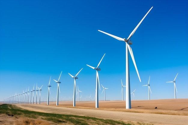 A group of windmills in a field