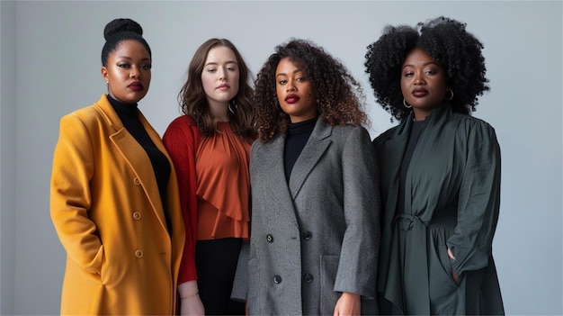 Photo a group of women are standing in front of a white background