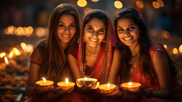 a group of women holding candles with the words celebratory on the left