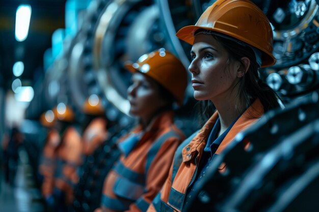 Group of Women in Orange Safety Gear