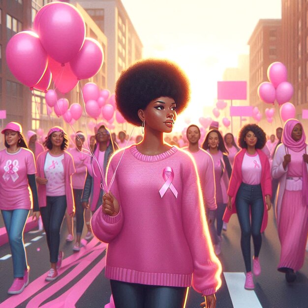 Photo a group of women in pink with pink ribbon on their sweaters