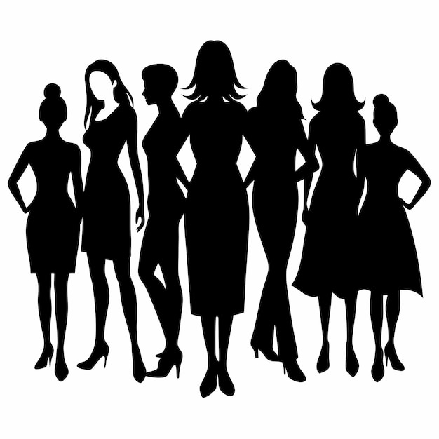 Photo a group of women in silhouettes with one wearing a hat