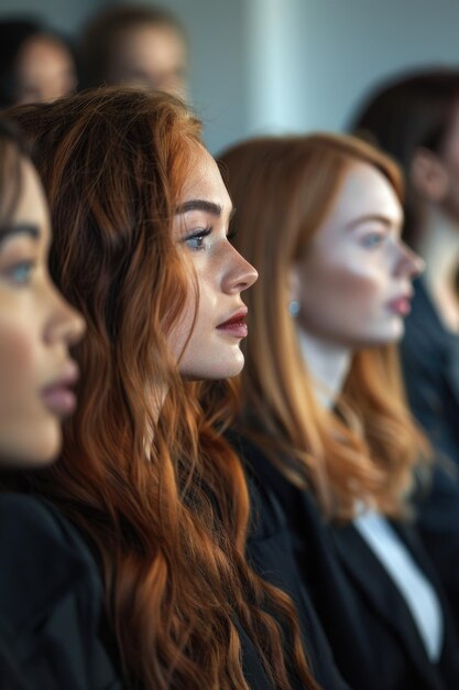 Photo a group of women sitting next to each other suitable for diverse group concepts