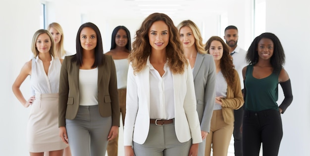 Photo a group of women standing in a line with the word quot on it