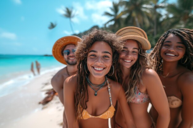 Group of Women Standing Together on Beach