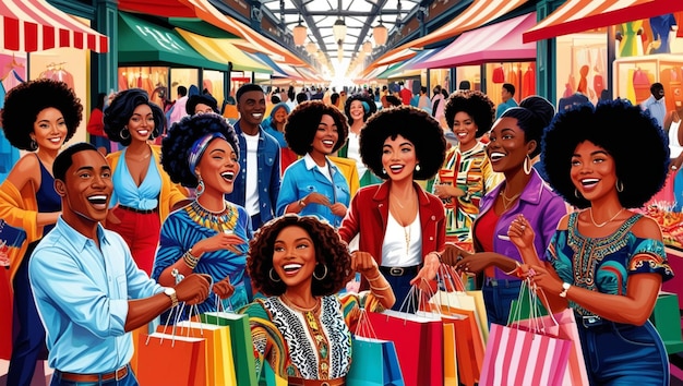 a group of women with a colorful bag that says afros