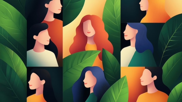 A group of women with different hair colors and faces ai