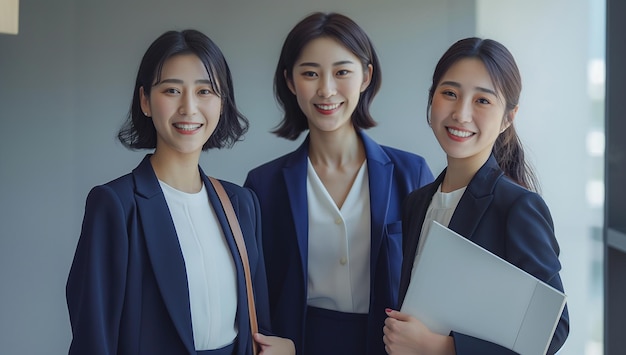 a group of women with folders