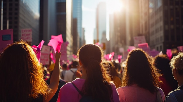 Photo a group of women with pink signs that say quot i love you quot