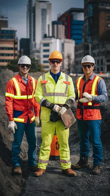 Group of worker and construction engineer wear safety uniform excavation water drainage