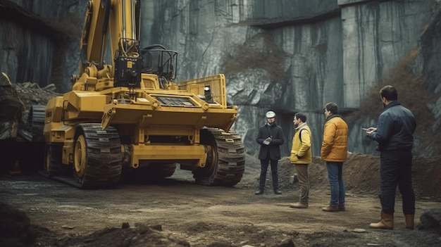 Group of workers at a construction site Selective focus Tonedgenerative ai