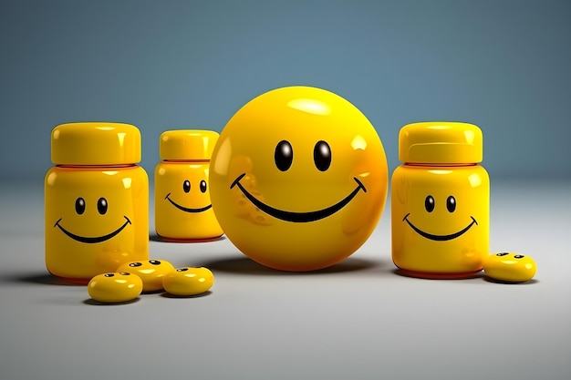 A group of yellow containers with smiley faces