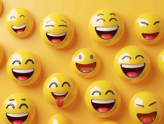 A group of yellow emoticions with different expressions