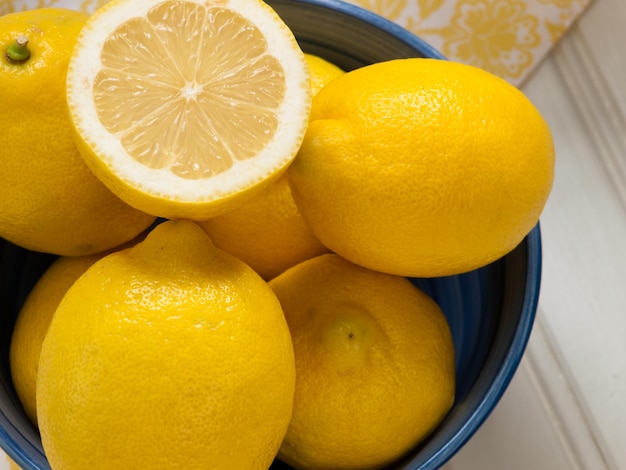 Group of yellow fresh lemons.