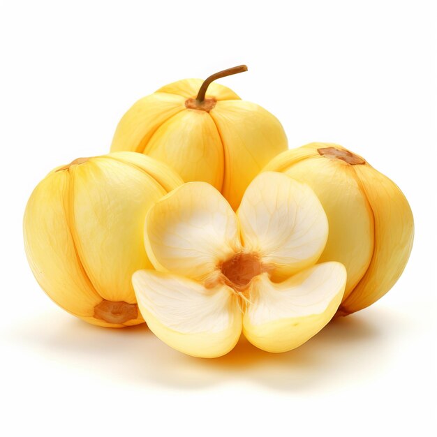 Photo a group of yellow squash with a white background