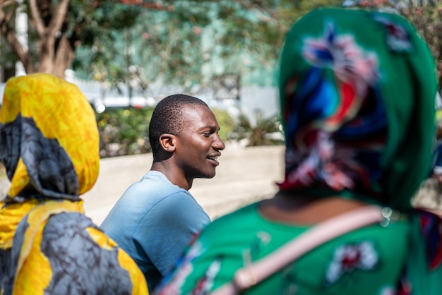 Group of young black African people together