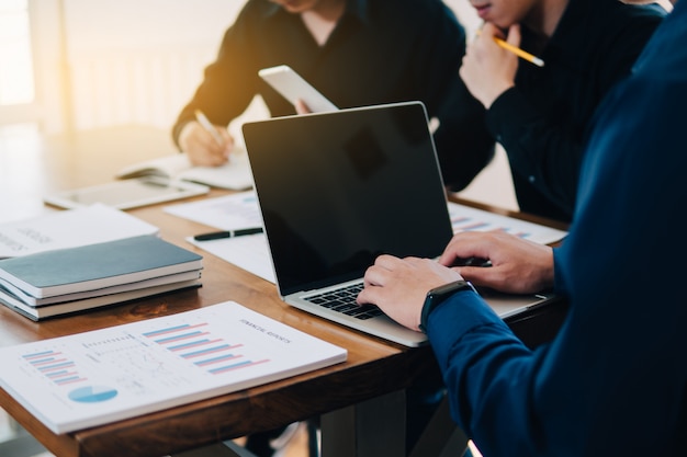 Group of young business people working in office