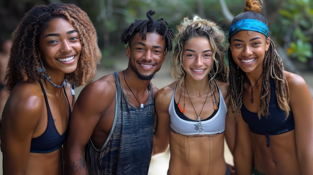 Group of Young Fit Friends Enjoying Outdoor Adventure Together