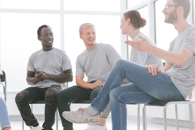 Group of young likeminded people discussing their ideas