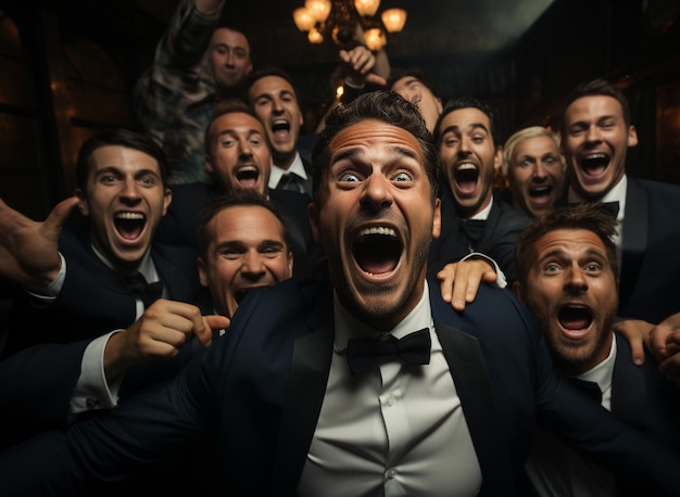 Group of young men celebrating at a party Bachelor party