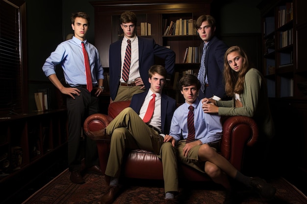 A group of young men and women posing for a picture