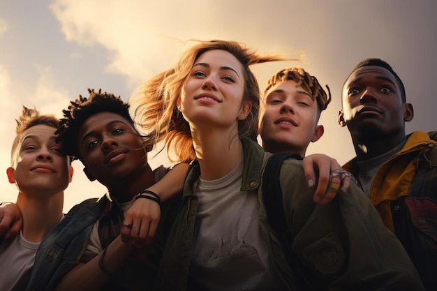 a group of young people are posing for a photo together.