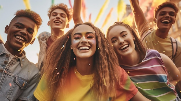 A group of young people celebrating Pride Month