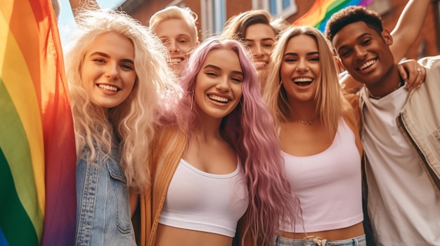 A group of young people celebrating Pride Month