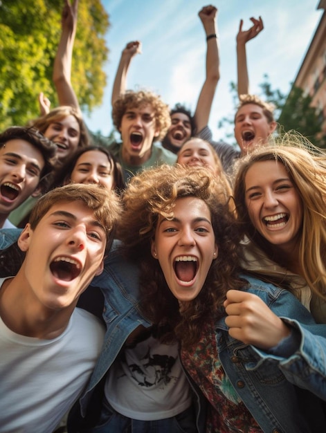 group of young people with the word " on the top of them "