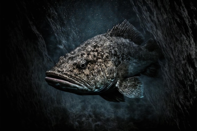 Grouper fish in dark waters digital illustration painting animals marine life